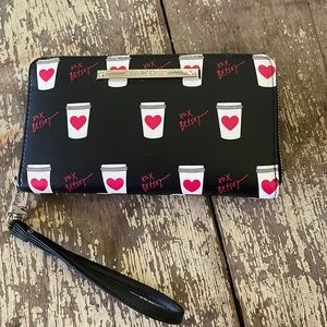 NWOT Betsey Johnson coffee love wallet, clutch, wristlet